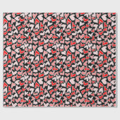 赤いハートスタイリッシュパタンバレンタインの日 ラッピングペーパー (フラット)