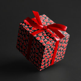 赤いハートスタイリッシュパタンバレンタインの日 ラッピングペーパー