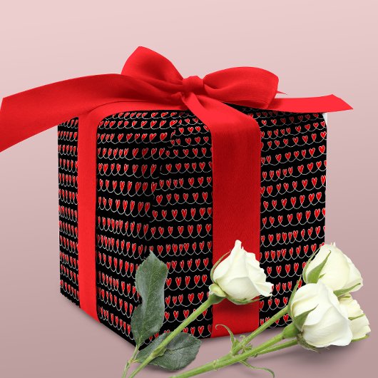 赤いハートスタイリッシュパタンバレンタインの日 ラッピングペーパー