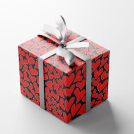 赤いハートスタイリッシュパタンバレンタインの日 ラッピングペーパー