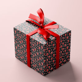 赤いハートスタイリッシュパタンバレンタインの日 ラッピングペーパー