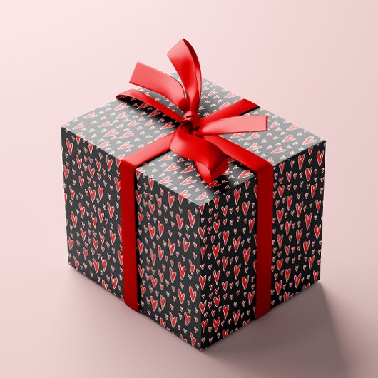 赤いハートスタイリッシュパタンバレンタインの日 ラッピングペーパー