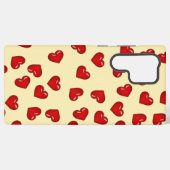 赤いハートスタイリッシュパターンの上品なベージュ SAMSUNG GALAXYケース (裏面横)