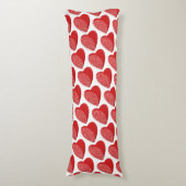 赤いハートストライプの ボディピロー (正面縦)