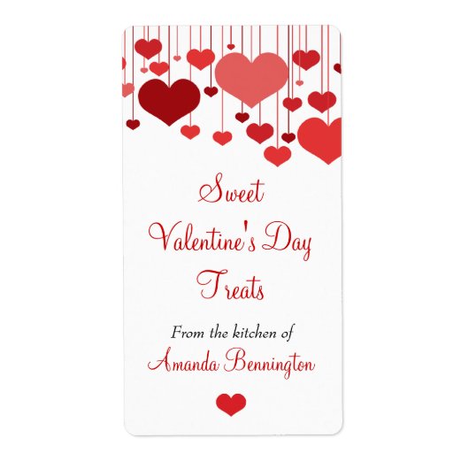 赤いハートストリングバレンタインベーキングラベル ラベル (正面)