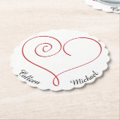 赤いハートスパーソナライズされたイーテル ペーパーコースター (アングル)