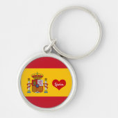 赤いハートスペインの付きフラグ – ファッション/スポーツファン キーホルダー (正面)