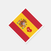 赤いハートスペインの付きフラグ – ファッション/スポーツファン スタンダードカクテルナプキン (角)