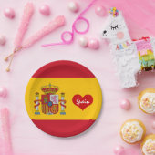 赤いハートスペインの付きフラグ – ファッション/スポーツファン ペーパープレート (パーティー)