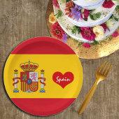 赤いハートスペインの付きフラグ – ファッション/スポーツファン ペーパープレート