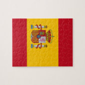 赤いハートスペインの付き国旗 – スペイン/スポーツファン ジグソーパズル (横)