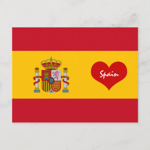 赤いハートスペインの付き国旗 – スペイン/ヨーロッパ ポストカード