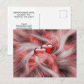 赤いハートズエレガントラブヴァレンティネス ポストカード (正面/裏面)