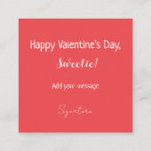 赤いハートズスイートカップケーキバレンタインズデイカード エンクロージャーカード (裏面)