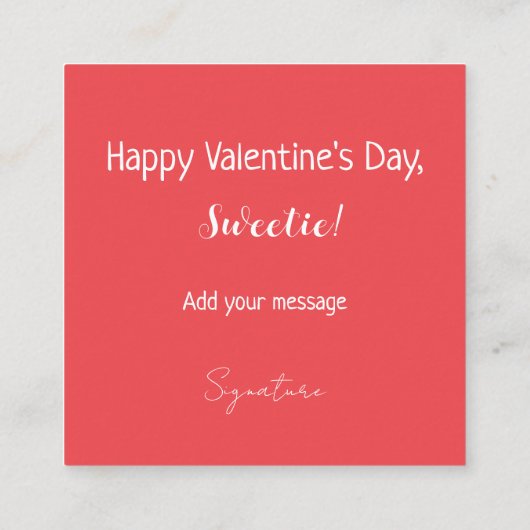 赤いハートズスイートカップケーキバレンタインズデイカード エンクロージャーカード (裏面)