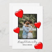 赤いハートズホワイトハッピーバレンタインの写真 シーズンカード (正面/裏面)