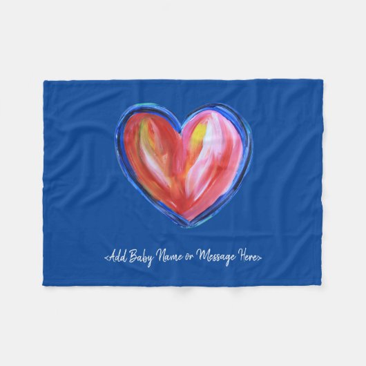 赤いハートソフトフリースカスタムベビーブランケット フリースブランケット (正面(横))