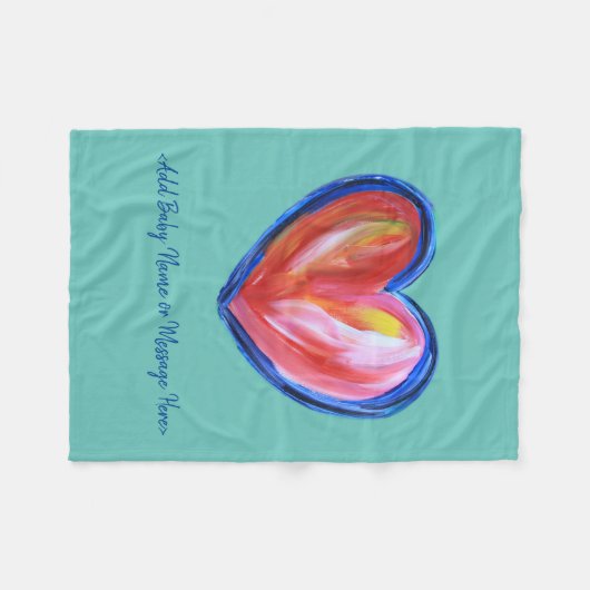 赤いハートソフトフリースカスタムベビーブランケット フリースブランケット (正面(横))