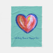 赤いハートソフトフリースカスタムベビーブランケット フリースブランケット (正面)