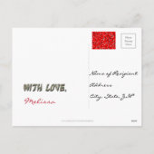 赤いハートタイポグラフィバレンタイン愛あなた シーズンポストカード (裏面)