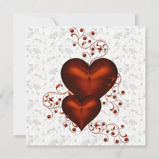 赤いハートダマスクスウィート16バースデーパーティー 招待状 (裏面)