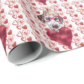 赤いハートダルマチアン犬の恋人バレンタイン ラッピングペーパー (ロールコーナー)