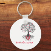 赤いハートツリーのキーチェーン キーホルダー (正面)