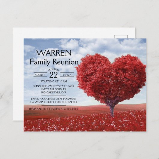 赤いハートツリーファミリ懇親会 案内ポストカード (正面/裏面)