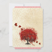 赤いハートツリー落下ハート結婚式招待状 招待状 (正面)