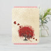 赤いハートツリー落下ハート結婚式招待状 招待状 (スタンド正面)