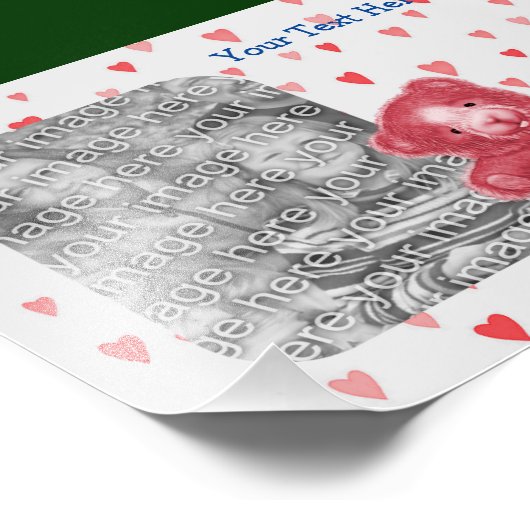 赤いハートテディベアかわいいフォトフレームテンプレート フォトプリント (角)