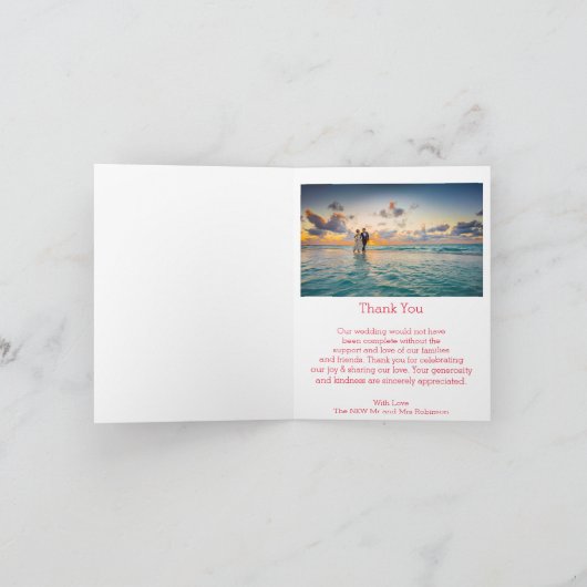 赤いハートデザインヴァレンティネス結婚デイ サンキューカード (内部)