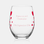 赤いハートデザインヴァレンティネス結婚デイ ステムなしワイングラス (正面)