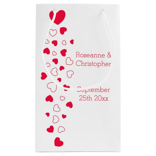 赤いハートデザインヴァレンティネス結婚デイ スモールペーパーバッグ (裏面)