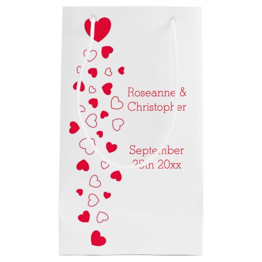 赤いハートデザインヴァレンティネス結婚デイ スモールペーパーバッグ (正面)