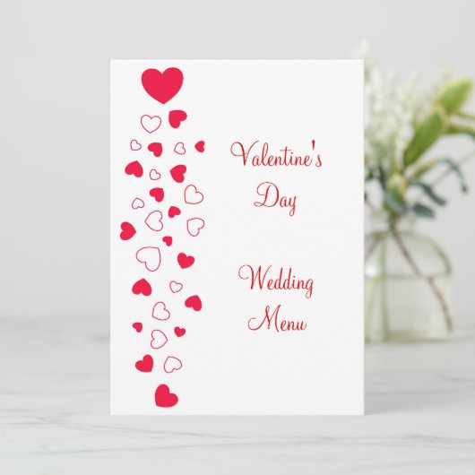 赤いハートデザインヴァレンティンズデイ結婚ズ メニュー (スタンド正面)