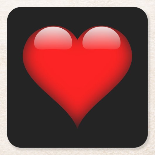 赤いハートトレンディーラブ結婚ズ スクエアペーパーコースター (正面)
