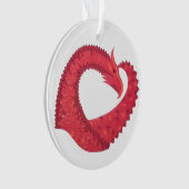 赤いハートドラゴンオンホワイト オーナメント (正面)