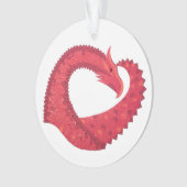 赤いハートドラゴンオンホワイト オーナメント (正面)