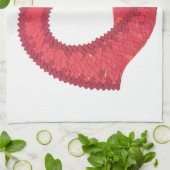 赤いハートドラゴンオンホワイト キッチンタオル (折り畳み)