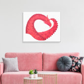 赤いハートドラゴンオンホワイト キャンバスプリント (インサイチュ (リビング))