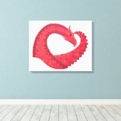 赤いハートドラゴンオンホワイト キャンバスプリント (インサイチュ (ウッドフロア))