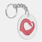 赤いハートドラゴンオンホワイト キーホルダー (正面左)