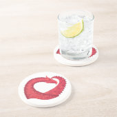 赤いハートドラゴンオンホワイト コースター (側面)