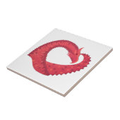 赤いハートドラゴンオンホワイト タイル (側面)