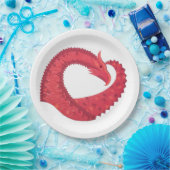 赤いハートドラゴンオンホワイト ペーパープレート (パーティー)