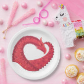 赤いハートドラゴンオンホワイト ペーパープレート (パーティー)