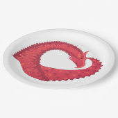 赤いハートドラゴンオンホワイト ペーパープレート (アングル)