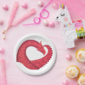 赤いハートドラゴンオンホワイト ペーパープレート (パーティー)