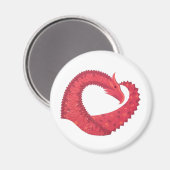 赤いハートドラゴンオンホワイト マグネット (正面/裏面)